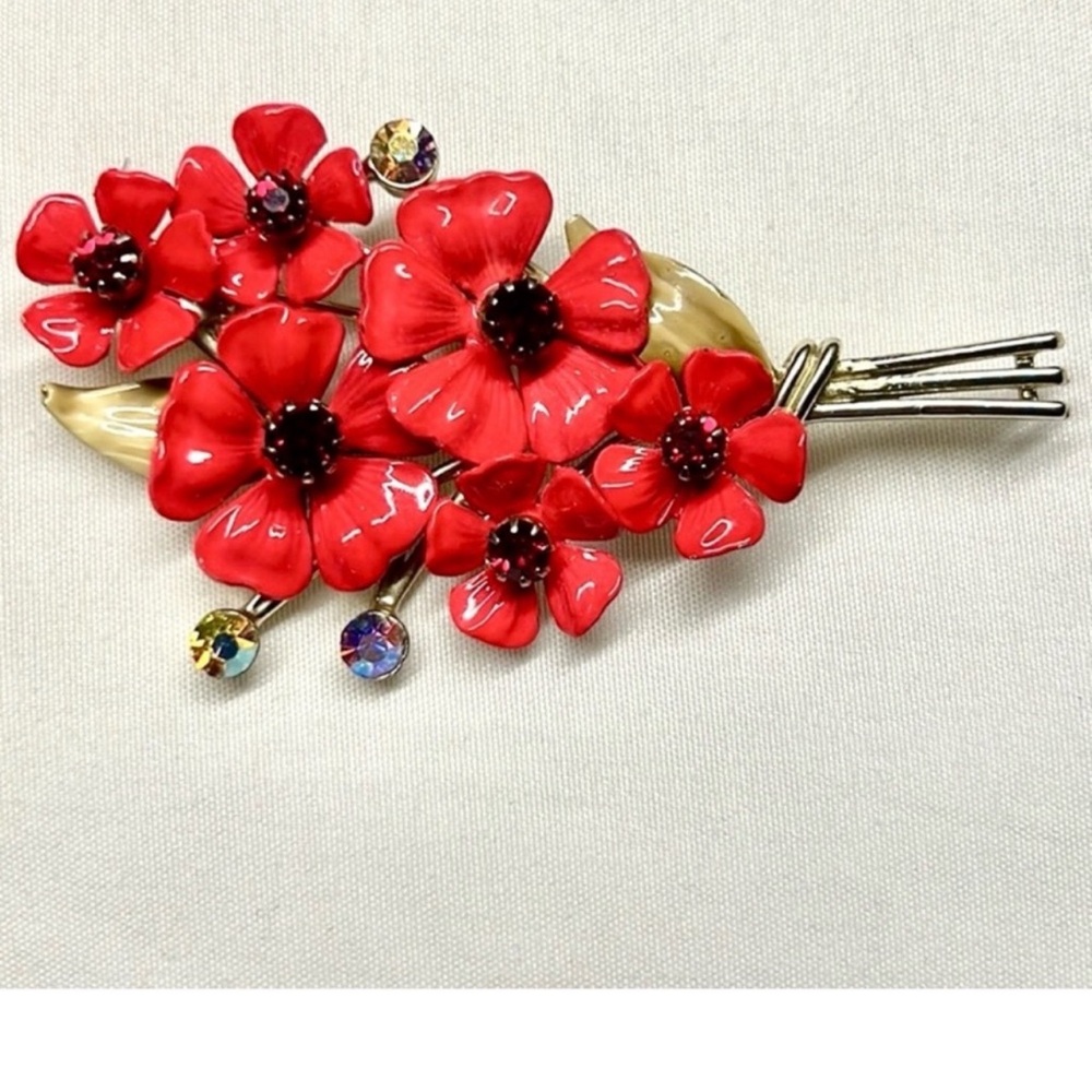 Vintage Coro Floral Bouquet Costume Brooch Pin